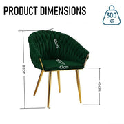 Darrahopens Furniture > Dining > Kitchen & Dining Chairs SERENITà Emerald Green Modern Velvet Dining Chairs, Upholstered Living Room Chair with Woven Back and Golden Metal Legs, Mid-Century Accent Set of 2