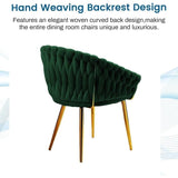 Darrahopens Furniture > Dining > Kitchen & Dining Chairs SERENITà Emerald Green Modern Velvet Dining Chairs, Upholstered Living Room Chair with Woven Back and Golden Metal Legs, Mid-Century Accent Set of 2