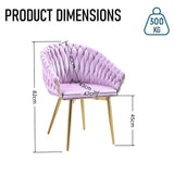 Darrahopens Furniture > Dining > Kitchen & Dining Chairs SERENITà Pink Modern Velvet Dining Chairs, Upholstered Living Room Chair with Woven Back and Golden Metal Legs, Mid-Century Accent Set of 2
