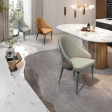 Darrahopens Furniture > Dining > Kitchen & Dining Chairs VELLUTO Dining Chairs Set Armchairs Mid Century Modern Kitchen Dining Room Chairs Faux Leather Accent Chairs Metal Vanity Lounge Chair with Back for Living Room Bedrooms  Set of 2