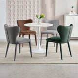 Darrahopens Furniture > Dining > Kitchen & Dining Chairs VELLUTO Modern Kitchen Dining Room Chairs Faux Leather Flannel Accent Chairs Metal Vanity Lounge Chair with Back for Living Room Set of 2