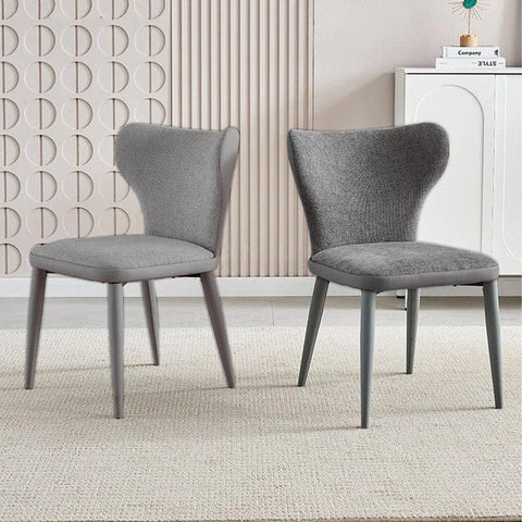Darrahopens Furniture > Dining > Kitchen & Dining Chairs VELLUTO Modern Kitchen Dining Room Chairs Faux Leather Flannel Accent Chairs Metal Vanity Lounge Chair with Back for Living Room Set of 2