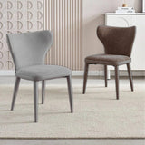 Darrahopens Furniture > Dining > Kitchen & Dining Chairs VELLUTO Modern Kitchen Dining Room Chairs Faux Leather Flannel Accent Chairs Metal Vanity Lounge Chair with Back for Living Room Set of 2