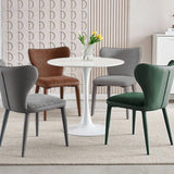Darrahopens Furniture > Dining > Kitchen & Dining Chairs VELLUTO Modern Kitchen Dining Room Chairs Faux Leather Flannel Accent Chairs Metal Vanity Lounge Chair with Back for Living Room Set of 2