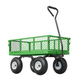 Darrahopens Furniture > Dining > Kitchen & Dining Trolleys 680 Lbs Steel Garden Cart on Wheels, Heavy Duty Garden Wagon Cart Pullable, Metal Outdoor Utility Yard Wagon Carts with 10" Tires, Mesh Removable Sides and 180°Rotating Handle