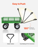Darrahopens Furniture > Dining > Kitchen & Dining Trolleys 680 Lbs Steel Garden Cart on Wheels, Heavy Duty Garden Wagon Cart Pullable, Metal Outdoor Utility Yard Wagon Carts with 10" Tires, Mesh Removable Sides and 180°Rotating Handle