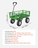 Darrahopens Furniture > Dining > Kitchen & Dining Trolleys 680 Lbs Steel Garden Cart on Wheels, Heavy Duty Garden Wagon Cart Pullable, Metal Outdoor Utility Yard Wagon Carts with 10" Tires, Mesh Removable Sides and 180°Rotating Handle