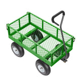 Darrahopens Furniture > Dining > Kitchen & Dining Trolleys 680 Lbs Steel Garden Cart on Wheels, Heavy Duty Garden Wagon Cart Pullable, Metal Outdoor Utility Yard Wagon Carts with 10" Tires, Mesh Removable Sides and 180°Rotating Handle