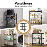 Darrahopens Furniture > Dining > Kitchen & Dining Trolleys Artiss 3-Tier Shelving Unit Adjustable Garage Storage Shelves Kitchen Rack Steel