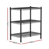 Darrahopens Furniture > Dining > Kitchen & Dining Trolleys Artiss 3-Tier Shelving Unit Adjustable Garage Storage Shelves Kitchen Rack Steel