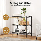 Darrahopens Furniture > Dining > Kitchen & Dining Trolleys Artiss 3-Tier Shelving Unit Adjustable Garage Storage Shelves Kitchen Rack Steel