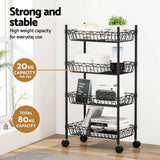 Darrahopens Furniture > Dining > Kitchen & Dining Trolleys Artiss 4-Tier Shelving Unit Adjustable Garage Storage Kitchen Rack With Wheels