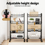 Darrahopens Furniture > Dining > Kitchen & Dining Trolleys Artiss 4-Tier Shelving Unit Adjustable Garage Storage Kitchen Rack With Wheels
