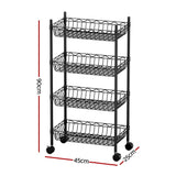 Darrahopens Furniture > Dining > Kitchen & Dining Trolleys Artiss 4-Tier Shelving Unit Adjustable Garage Storage Kitchen Rack With Wheels