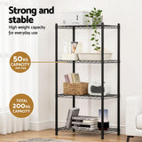 Darrahopens Furniture > Dining > Kitchen & Dining Trolleys Artiss 4-Tier Shelving Unit Adjustable Garage Storage Shelves Kitchen Rack Steel