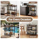 Darrahopens Furniture > Dining > Kitchen & Dining Trolleys Artiss Bar Cart Drinks Trolley Serving Wine Rack Glass Holder 3 Hooks 72cm Black