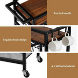 Darrahopens Furniture > Dining > Kitchen & Dining Trolleys Artiss Bar Cart Drinks Trolley Serving Wine Rack Glass Holder 3 Hooks 72cm Black