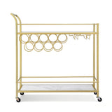 Darrahopens Furniture > Dining > Kitchen & Dining Trolleys Artiss Bar Cart Drinks Trolley Serving Wine Rack Glass Holder Marble 85cm Gold