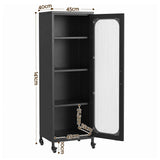 Artiss Buffet Cabinet Sideboard Slim Fluted Kitchen Storage Trolley Wheels Black In Australia - Darrahopens