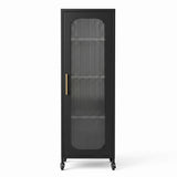 Darrahopens Furniture > Dining > Kitchen & Dining Trolleys Artiss Buffet Cabinet Sideboard Slim Fluted Kitchen Storage Trolley Wheels Black In Australia - Darrahopens
