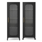 Darrahopens Furniture > Dining > Kitchen & Dining Trolleys Artiss Buffet Cabinet Sideboard X2 Slim Kitchen Storage Trolley Wheels Black In Australia - Darrahopens