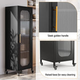 Darrahopens Furniture > Dining > Kitchen & Dining Trolleys Artiss Buffet Cabinet Sideboard X2 Slim Kitchen Storage Trolley Wheels Black In Australia - Darrahopens