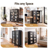Darrahopens Furniture > Dining > Kitchen & Dining Trolleys Artiss Buffet Cabinet Sideboard X2 Slim Kitchen Storage Trolley Wheels Black In Australia - Darrahopens