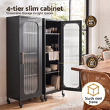 Darrahopens Furniture > Dining > Kitchen & Dining Trolleys Artiss Buffet Cabinet Sideboard X2 Slim Kitchen Storage Trolley Wheels Black In Australia - Darrahopens