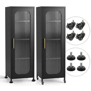 Darrahopens Furniture > Dining > Kitchen & Dining Trolleys Artiss Buffet Cabinet Sideboard X2 Slim Kitchen Storage Trolley Wheels Black In Australia - Darrahopens