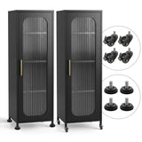 Darrahopens Furniture > Dining > Kitchen & Dining Trolleys Artiss Buffet Cabinet Sideboard X2 Slim Kitchen Storage Trolley Wheels Black In Australia - Darrahopens