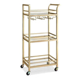 Darrahopens Furniture > Dining > Kitchen & Dining Trolleys Artiss Kitchen Island Cart Trolley Rolling Serving Storage Wine Glass 43cm Gold