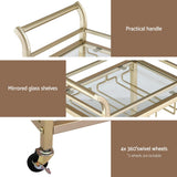 Darrahopens Furniture > Dining > Kitchen & Dining Trolleys Artiss Kitchen Island Cart Trolley Rolling Serving Storage Wine Glass 43cm Gold