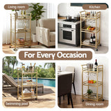 Darrahopens Furniture > Dining > Kitchen & Dining Trolleys Artiss Kitchen Island Cart Trolley Rolling Serving Storage Wine Glass 43cm Gold