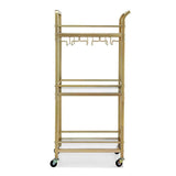 Darrahopens Furniture > Dining > Kitchen & Dining Trolleys Artiss Kitchen Island Cart Trolley Rolling Serving Storage Wine Glass 43cm Gold