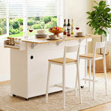 Darrahopens Furniture > Dining > Kitchen & Dining Trolleys Artiss Kitchen Island Trolley Rolling Serving Cart Storage Drawer Cabinet 150cm White
