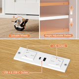 Darrahopens Furniture > Dining > Kitchen & Dining Trolleys Artiss Kitchen Island Trolley Rolling Serving Cart Storage Drawer Cabinet 150cm White