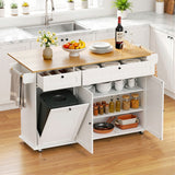 Darrahopens Furniture > Dining > Kitchen & Dining Trolleys Artiss Kitchen Island Trolley Rolling Serving Cart Storage Drawer Cabinet 150cm White