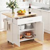 Darrahopens Furniture > Dining > Kitchen & Dining Trolleys Artiss Kitchen Island Trolley Rolling Serving Cart Storage Drawer Cabinet 90cm White
