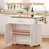Darrahopens Furniture > Dining > Kitchen & Dining Trolleys Artiss Kitchen Island Trolley Rolling Serving Cart Storage Drawer Cabinet 90cm White