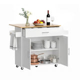 Darrahopens Furniture > Dining > Kitchen & Dining Trolleys Artiss Kitchen Island Trolley Rolling Serving Cart Storage Drawer Cabinet 90cm White