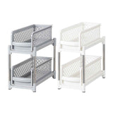 Bathroom Kitchen Sink Storage Rack Drawer Plastic Shelf Seasoning Holder - Grey