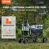 Darrahopens Furniture > Dining > Kitchen & Dining Trolleys Beach Fishing Cart, 136kg Load Capacity, Foldable Fish and Marine Cart with Four 280mm Big Wheels Rubber Balloon Tires, Heavy-Duty Steel Pier Wagon Trolley with 8 Rod Holders for Picnic