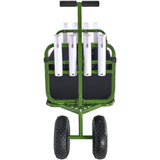 Darrahopens Furniture > Dining > Kitchen & Dining Trolleys Beach Fishing Cart, 136kg Load Capacity, Foldable Fish and Marine Cart with Four 280mm Big Wheels Rubber Balloon Tires, Heavy-Duty Steel Pier Wagon Trolley with 8 Rod Holders for Picnic