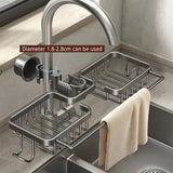 Darrahopens Furniture > Dining > Kitchen & Dining Trolleys Multifunctional Faucet Shelf Kitchen Storage Sink Draining Basket Household Rack - Black