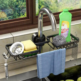 Darrahopens Furniture > Dining > Kitchen & Dining Trolleys Multifunctional Faucet Shelf Kitchen Storage Sink Draining Basket Household Rack - Silver