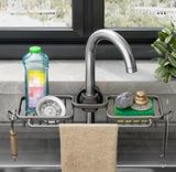 Darrahopens Furniture > Dining > Kitchen & Dining Trolleys Multifunctional Faucet Shelf Kitchen Storage Sink Draining Basket Household Rack - Silver