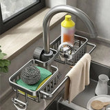 Darrahopens Furniture > Dining > Kitchen & Dining Trolleys Multifunctional Faucet Shelf Kitchen Storage Sink Draining Basket Household Rack - Silver