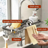 Darrahopens Furniture > Dining > Kitchen & Dining Trolleys Multifunctional Faucet Shelf Kitchen Storage Sink Draining Basket Household Rack - Silver