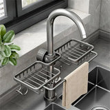 Darrahopens Furniture > Dining > Kitchen & Dining Trolleys Multifunctional Faucet Shelf Kitchen Storage Sink Draining Basket Household Rack - Silver