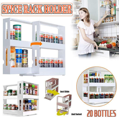Darrahopens Furniture > Dining > Kitchen & Dining Trolleys Slide Cabinet Organiser Rack Storage Pantry Kitchen Shelf Spice Jars Can Holder